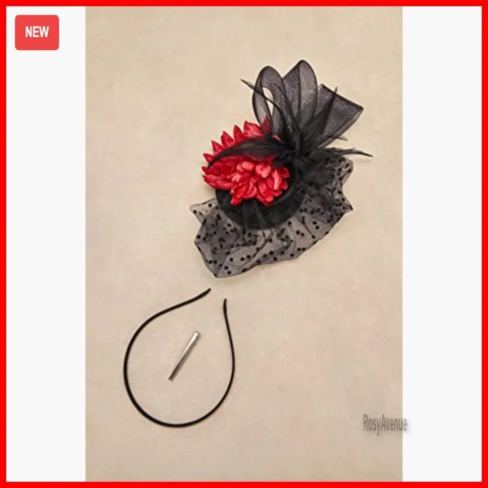 Vintage Feather Fascinator Hat with Veil - One Size Fits All Women